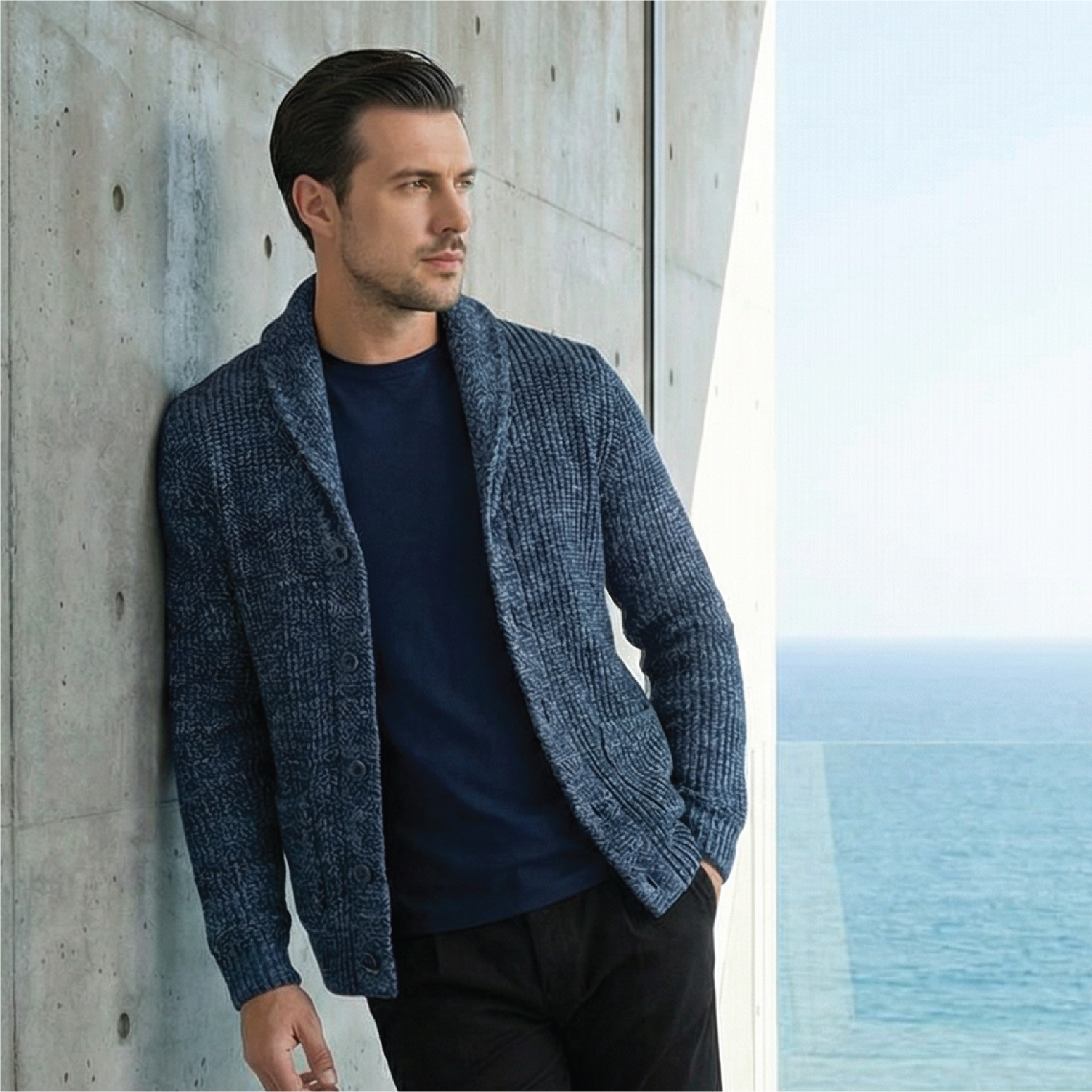 Samy Navy Knit Cardigan