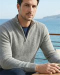 Barco Grey Quarter Zip Ribbed Knit Jumper