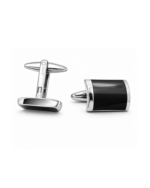 Black Square Silver Cufflinks