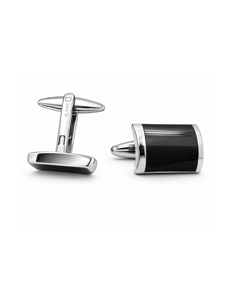Black Square Silver Cufflinks