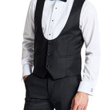 Samuel 106 Black Scoop Australian Merino Wool Waistcoat