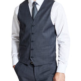 Ryan 107 Blue Check Wool Stretch Waistcoat