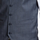 Ryan 107 Blue Check Wool Stretch Waistcoat