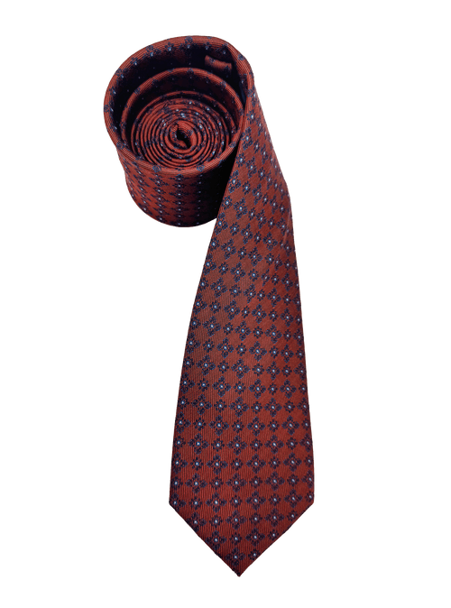 Red Tile Print Silk Tie