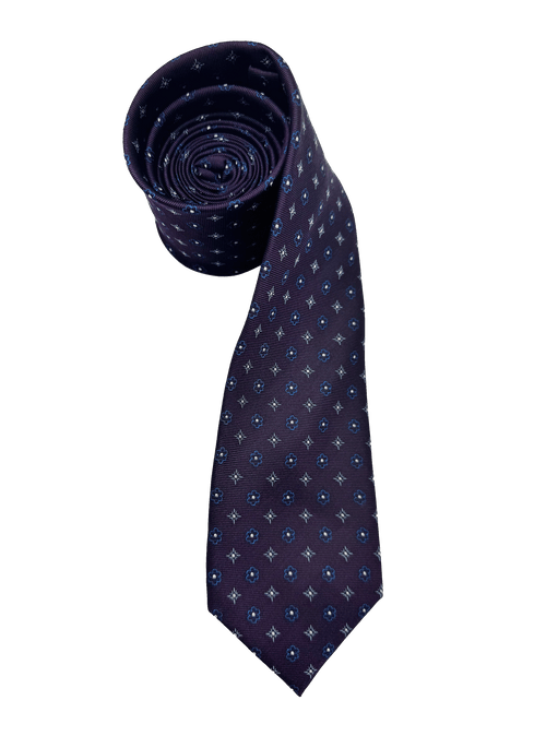 Purple Tile Print Silk Tie