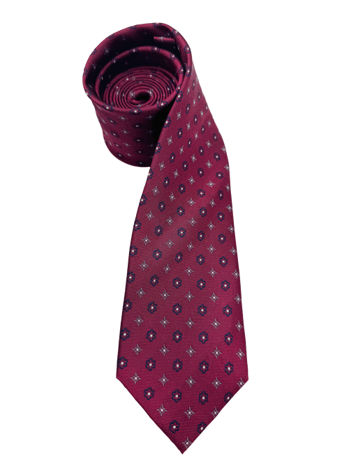 Fushcia Tile Print Silk Tie