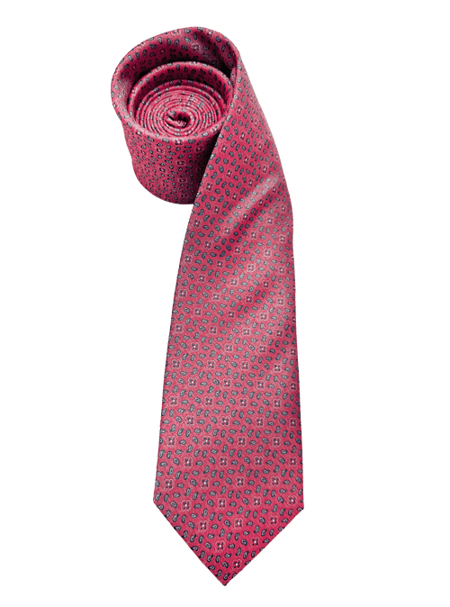 Salmon Tile Print Silk Tie