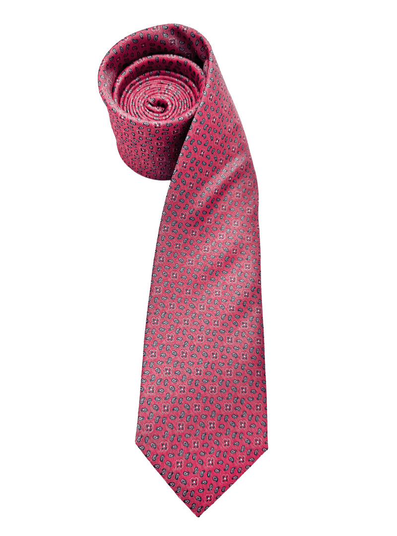 Salmon Tile Print Silk Tie