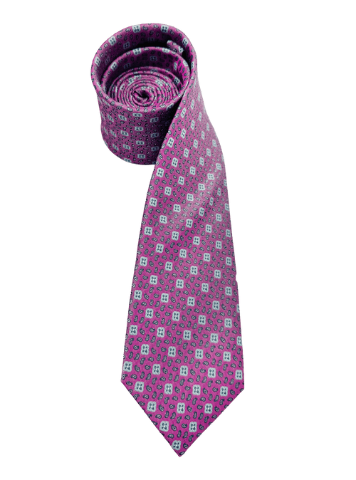 Purple Tile Print Silk Tie