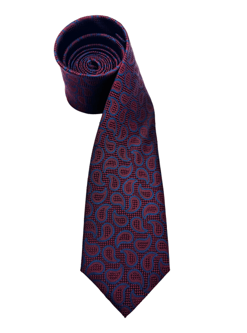 Red Navy Droplet Print Silk Tie