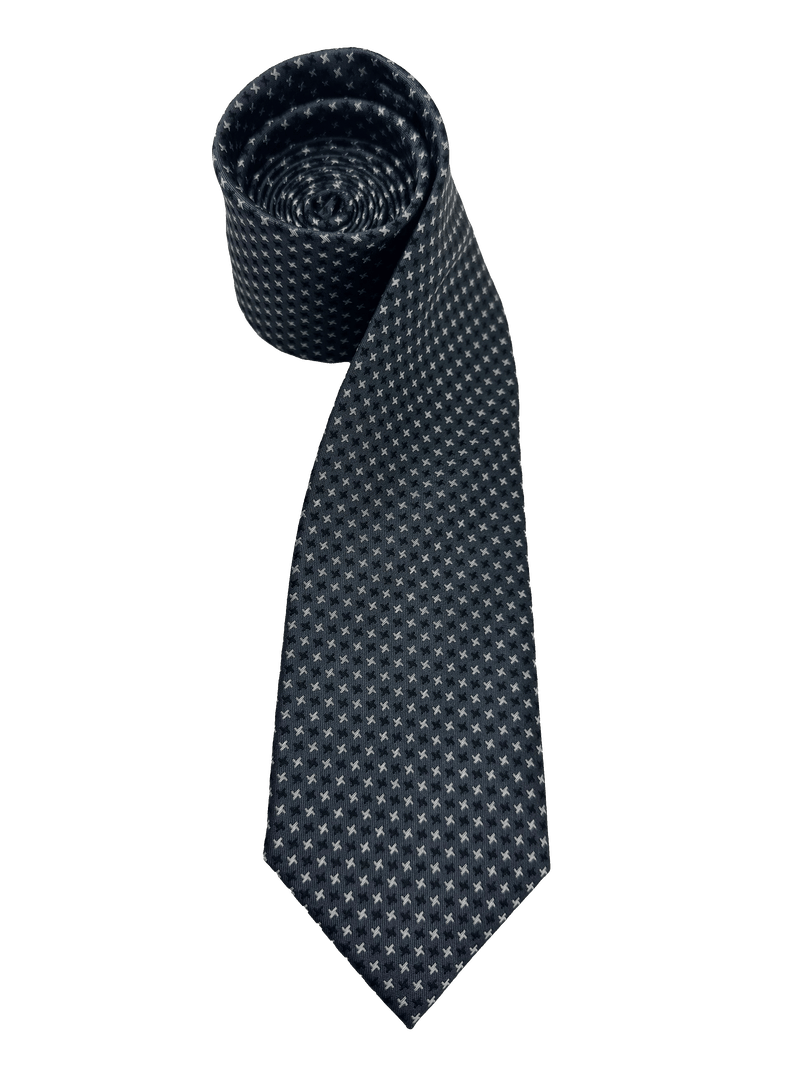 Charcoal Star Tile Print Silk Tie