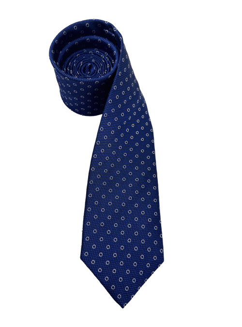 Navy Circle Tile Print Silk Tie