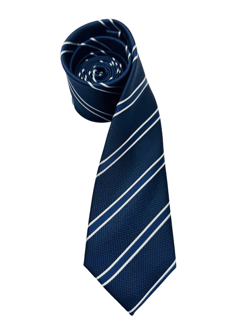 Navy Striped Silk Tie