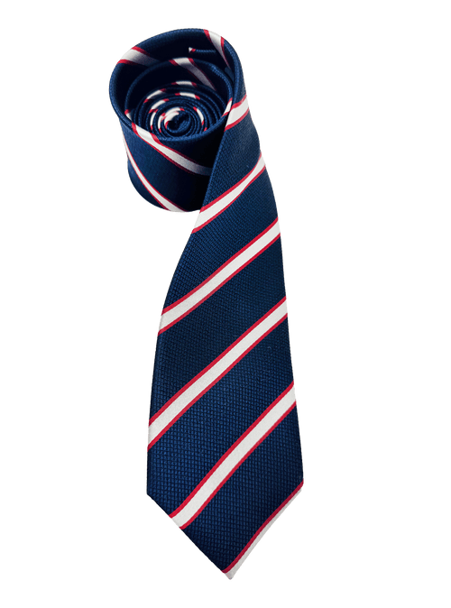 Navy Red Striped Silk Tie