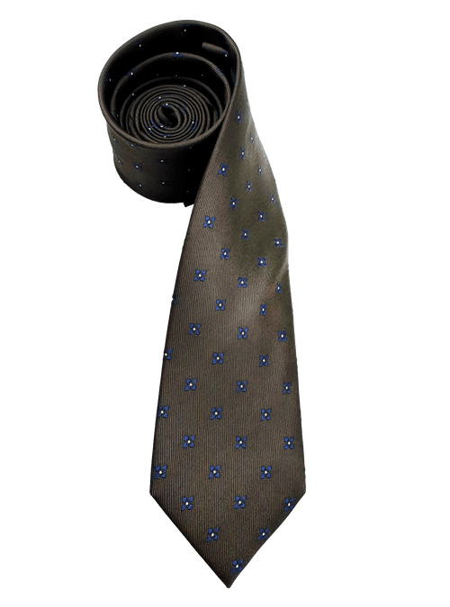 Navy Brown Floral Silk Tie