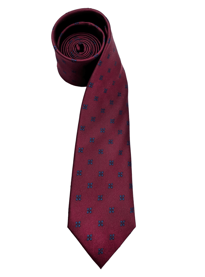 Navy Red Floral Silk Tie