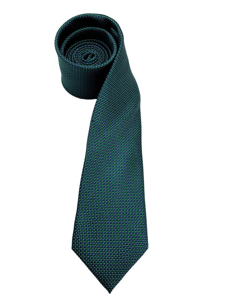 Blue Green Woven Silk Tie