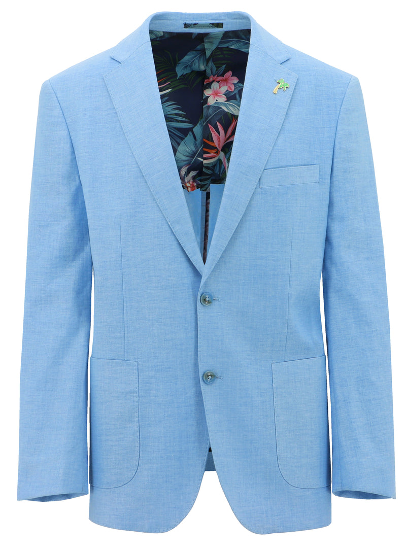 Genoa Blue Linen Sports Jacket