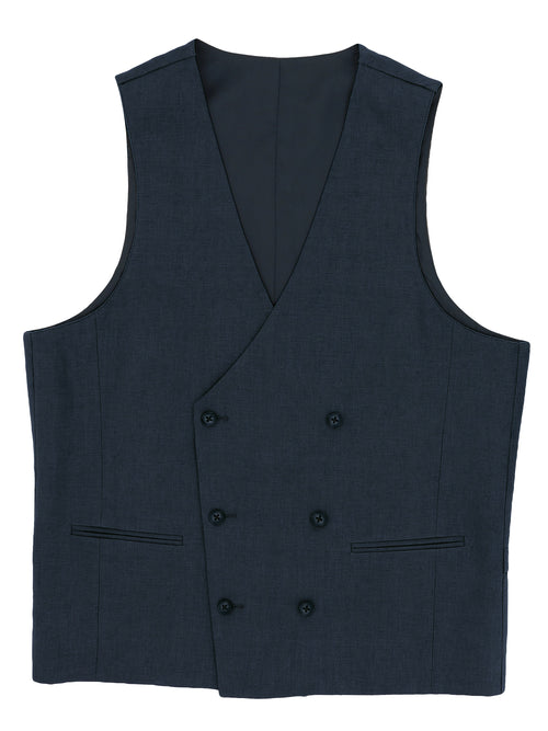 Navy Double Breasted Linen Waistcoat