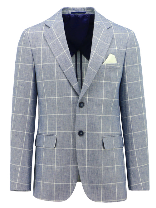 Prato Blue Windowpane Checked Sports Jacket
