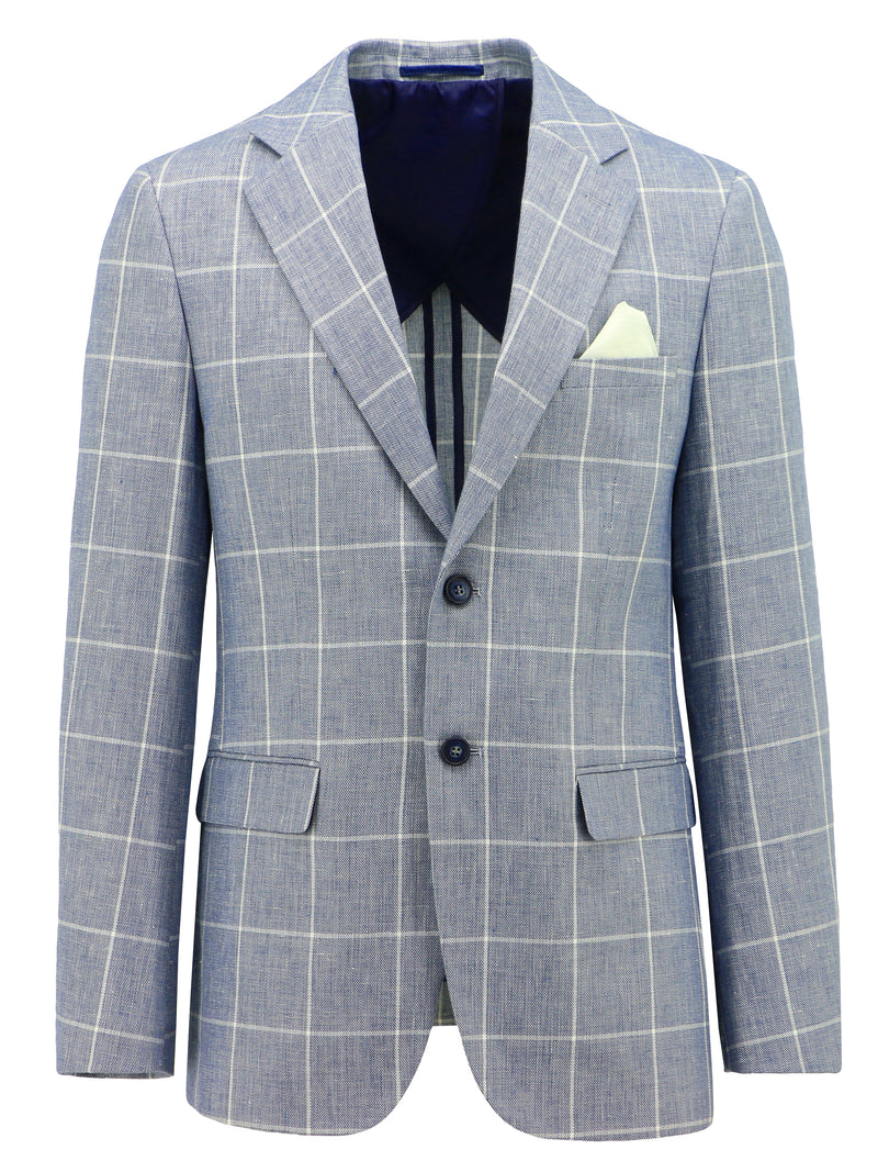 Prato Blue Windowpane Checked Sports Jacket