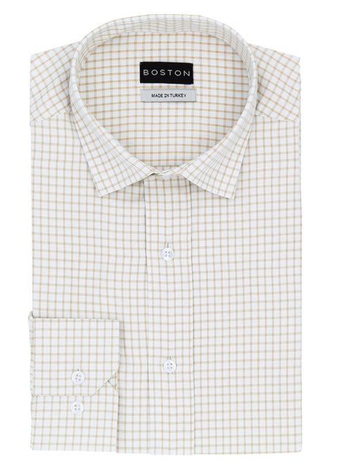 Liberty Casual Beige Checked Shirt