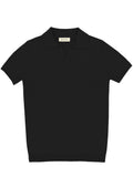 Black Open Neck Knit Polo