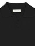 Black Open Neck Knit Polo