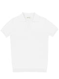 White Open Neck Knit Polo