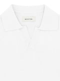 White Open Neck Knit Polo