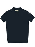Navy Open Neck Knit Polo