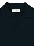 Navy Open Neck Knit Polo