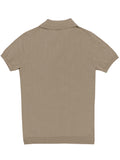 Camel Open Neck Knit Polo