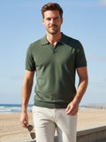 Olive Open Neck Knit Polo