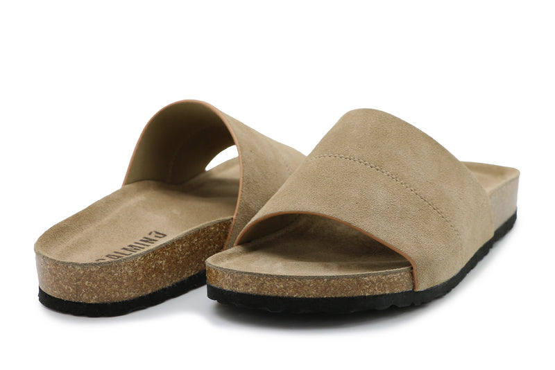 Malaga Camel Suede Slides
