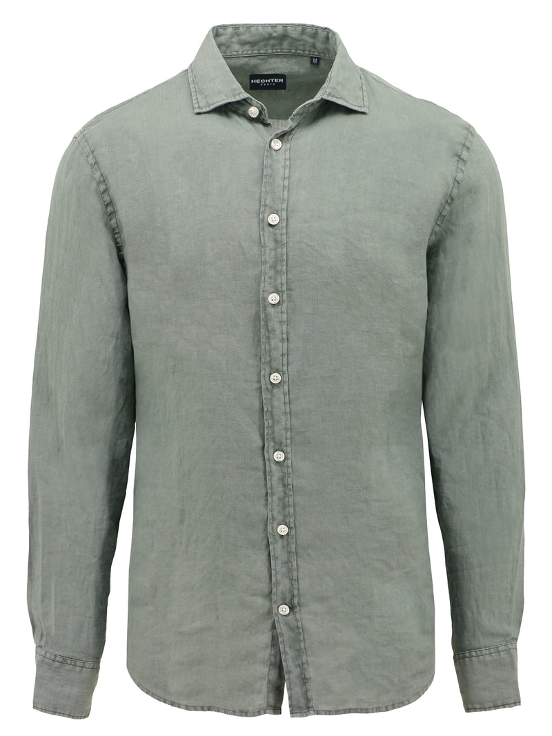 Sel Olive Linen Blend Summer Shirt