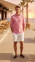 Sel Pink Linen Blend Summer Shirt