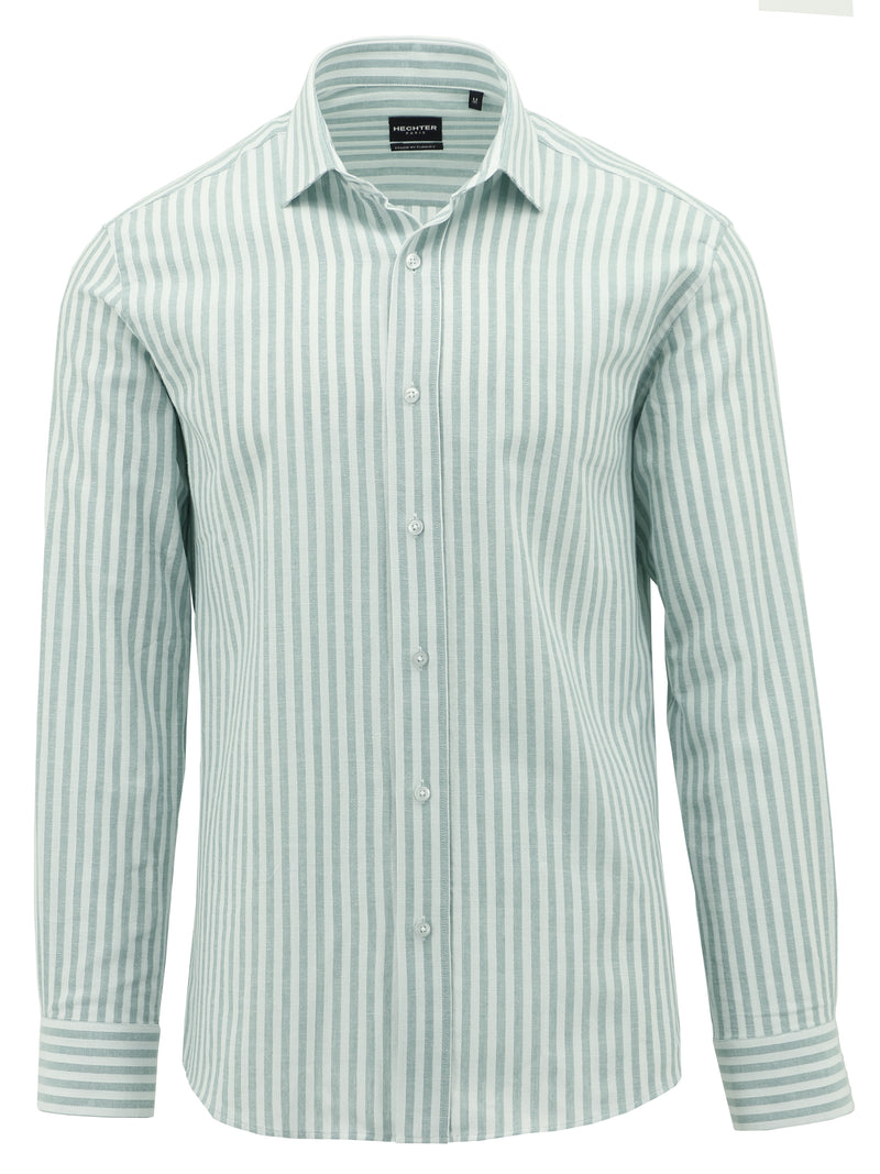 Sel Green Striped Casual Shirt