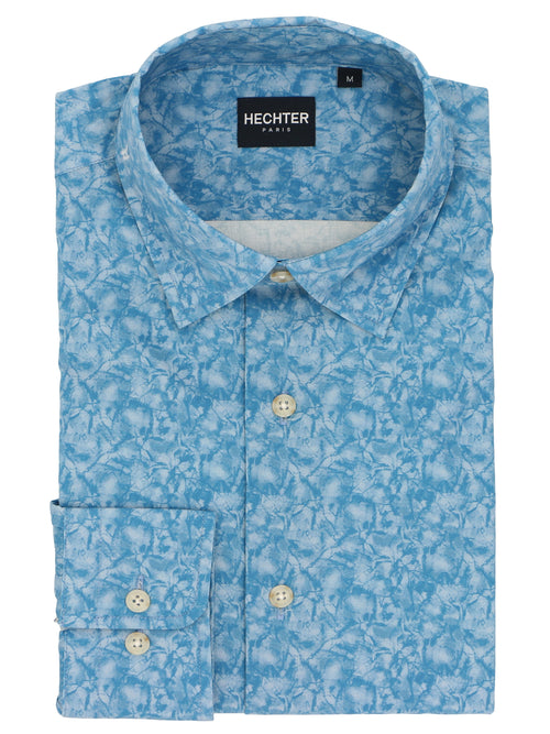Liberty Casual Blue Leaf Print Shirt