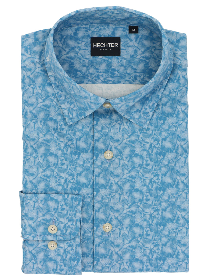 Liberty Casual Blue Leaf Print Shirt