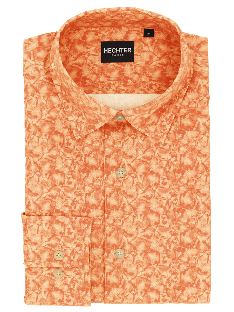 Liberty Casual Orange Leaf Print Shirt