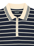 Navy Stripe Knit Polo