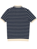 Navy Stripe Knit Polo