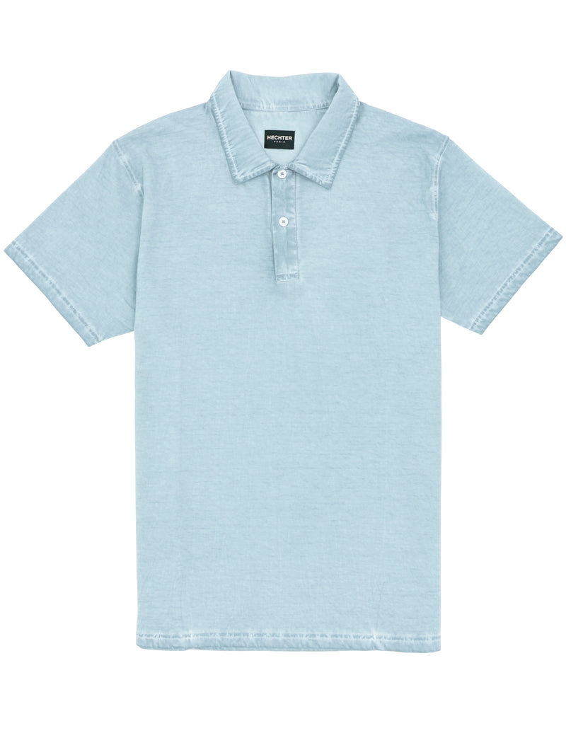 Light Blue Washed Effect Polo
