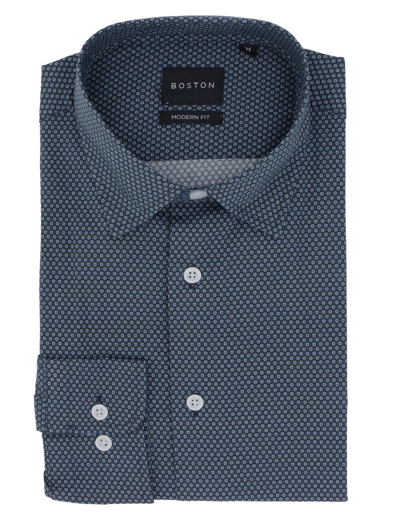 Lennox Navy Cotton Stretch Casual Shirt