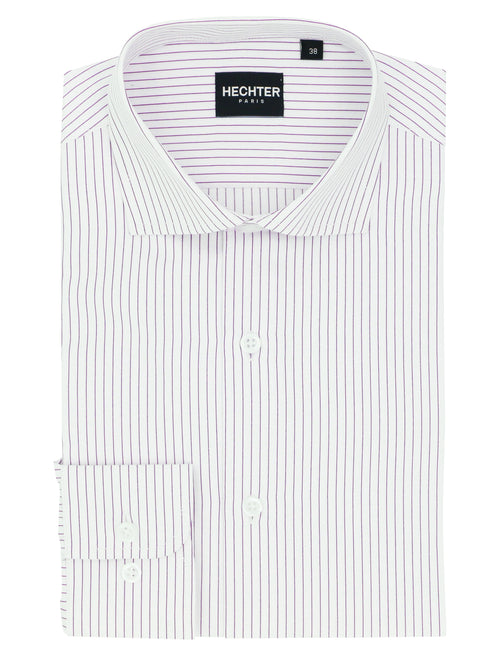 Jacque Purple Pinstripe Cotton Blend Business Shirt