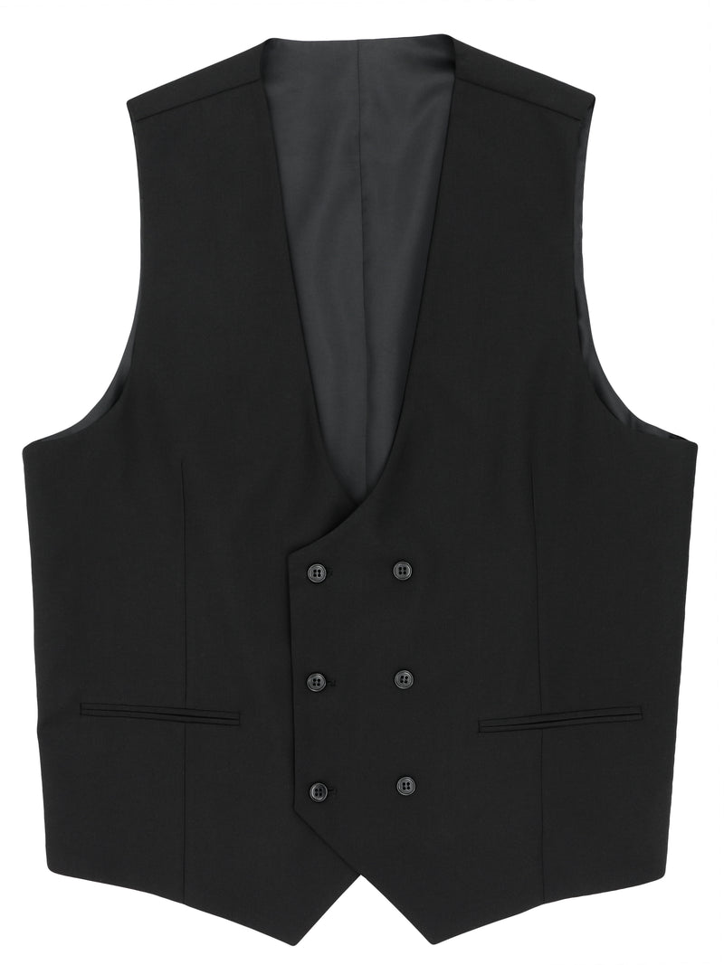 Wales Black Double Breasted Waistcoat