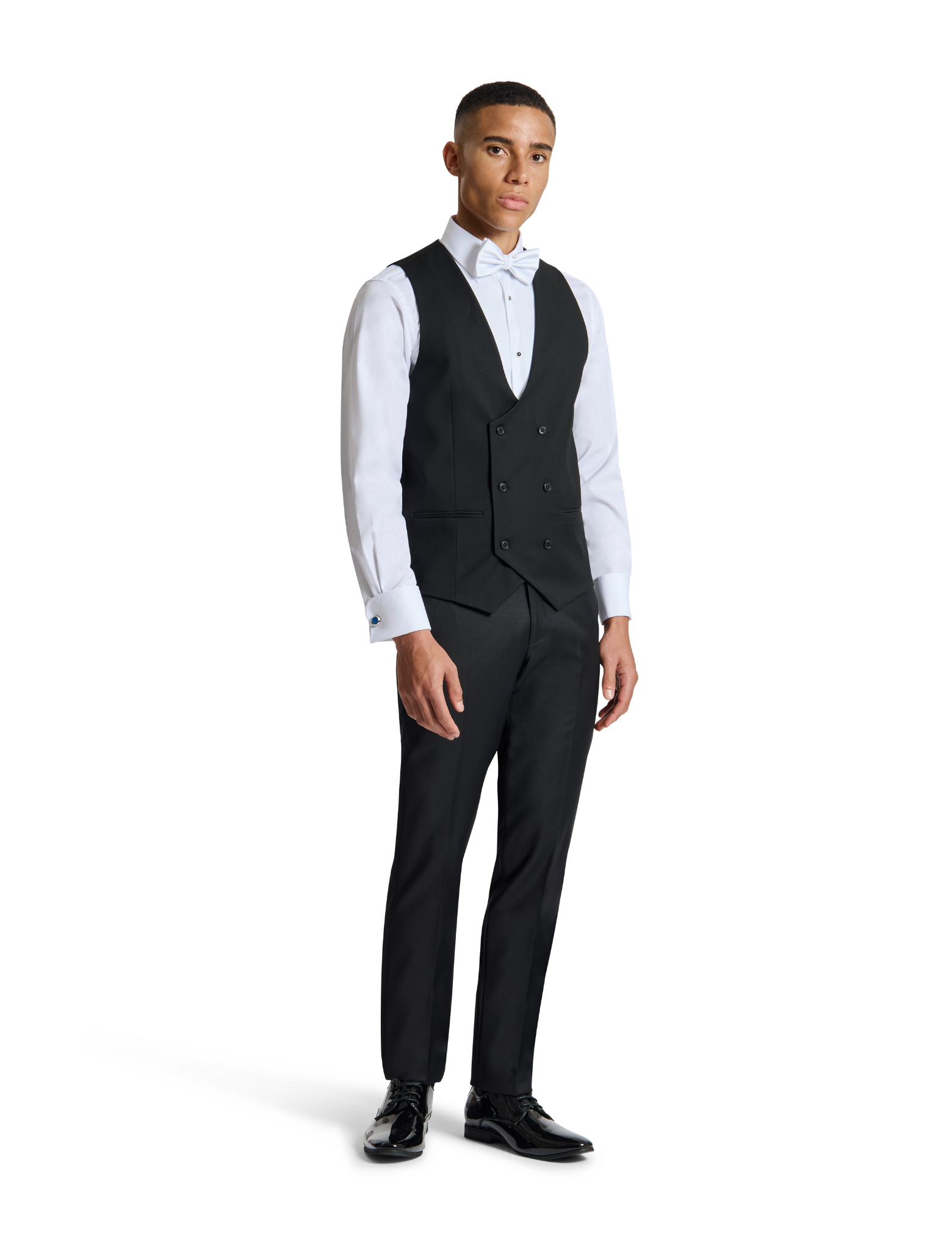 Wales 5ZS Black Double Breasted Comfort Stretch Waistcoat