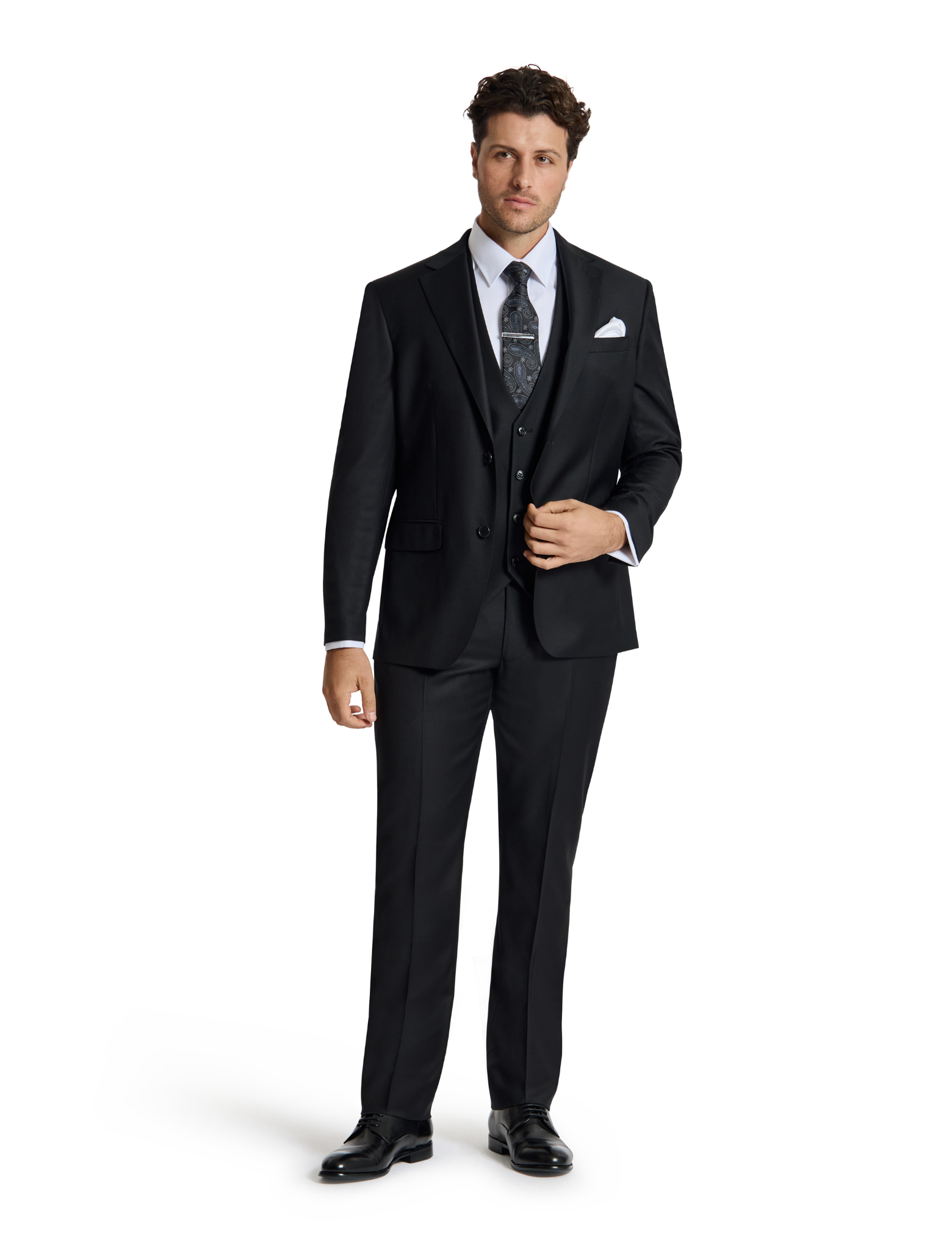 Lazio 112 Black Wool Stretch Suit Jacket