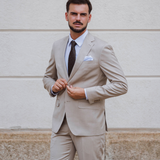 Lazio 112 Beige Wool Stretch Suit Jacket